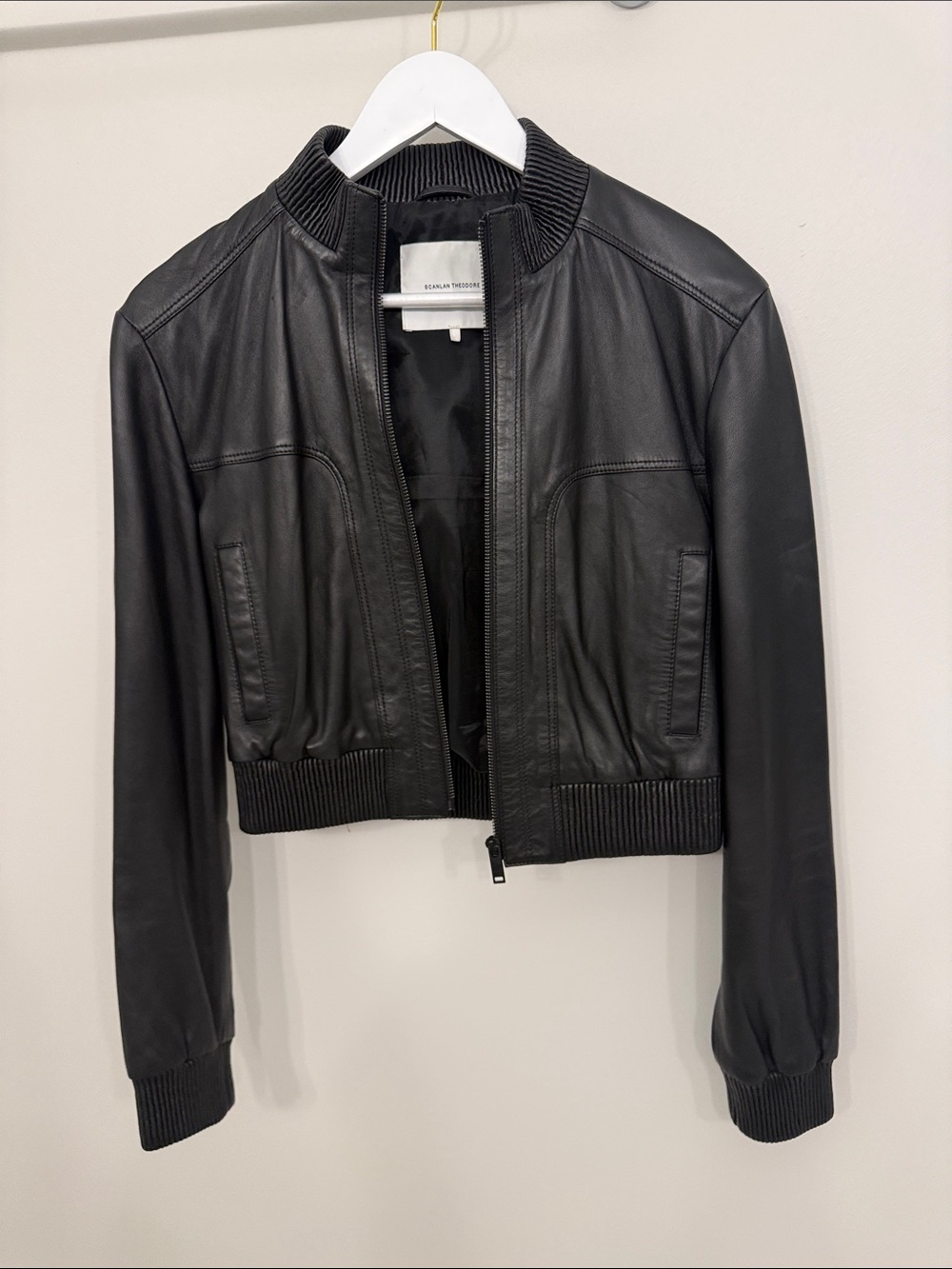Scanlan Theodore Black Leather Bomber Jacket